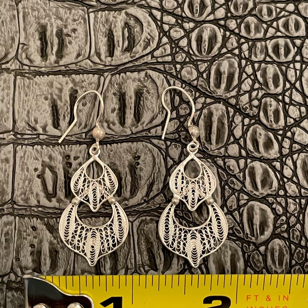 Solid Sterling Silver Boho Earrings New! - image 3